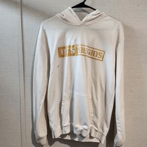 White and Gold Graphic Hoodie